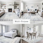 8x10 Washable Area Rugs for Living Room, Dining Room- Blue White - Image 5