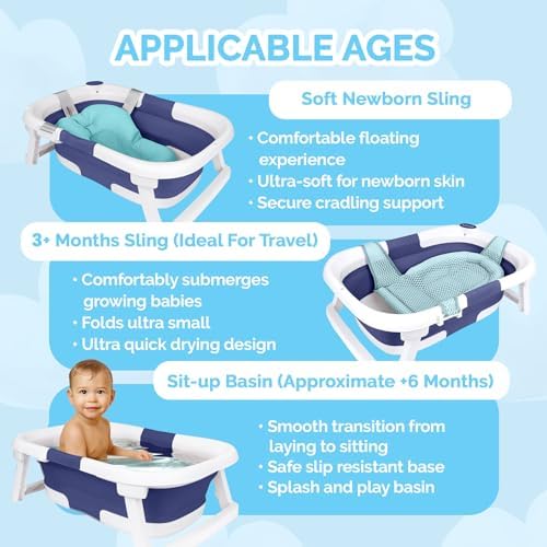 BEBELEH™ Collapsible Baby Bathtub – Bathtub + Baby tub Sling + Newborn Sling – - Image 4