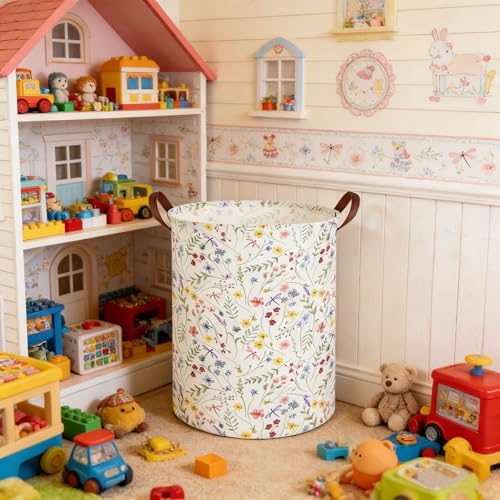 Flower Laundry Hamper, Nursery Hampers, Waterproof folding Boho Flower Plants - Image 2