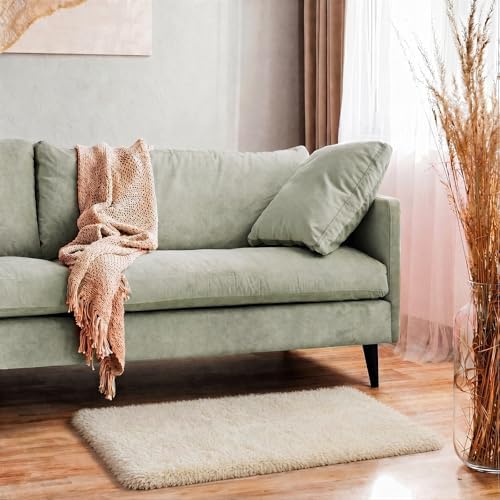Ophanie Small Rug Washable Non Slip Throw Bedside Area Rugs, Fluffy Soft Beige - Image 5