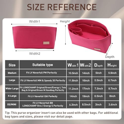 Doxo Purse Organizer Insert for Handbags & Base Shaper 2pc Set, Felt Neverfull - Image 2