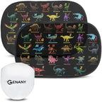 GENANY Dinosaur Car Side Window Sun Shades 2 Piece 21 x 14 Inch by GENANY
