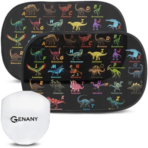 GENANY Dinosaur Car Side Window Sun Shades 2 Piece 21 x 14 Inch by GENANY