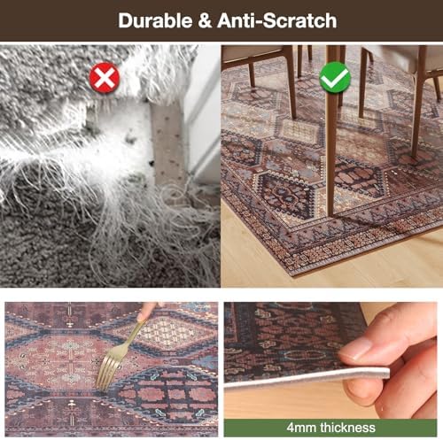 Floor Mat for Home 5×7ft, Easy Clean Plastic Rug-Like Pattern Area Mat for - Image 3