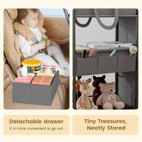3-Tier Baby Diaper Caddy Organizer and Storage Cart, Baby Essentials - Image 5