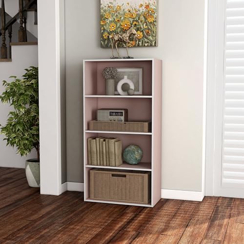Homes: Inside + Out Apexa 4-Tier Cube Storage Organizer Shelves, Stackable Wood - Image 6