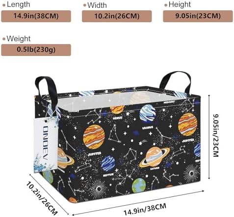 Rectangular Solar System Planet Storage Bin, Closet Organizer Basket - Image 2