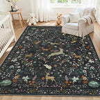 6x9 Area Rugs Boho Floral Washable Living Room Rug Neutral Carpet Nursery by Yidanamy