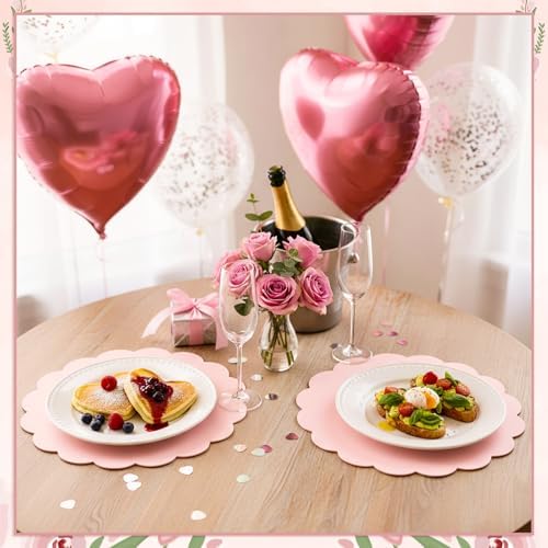 120 Pcs Light Pink Paper Placemats, 13.5 Inch Disposable Scalloped Placemat - Image 6