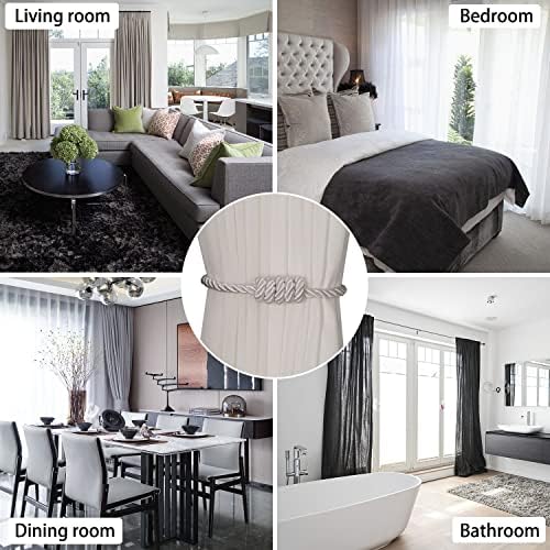 BEL AVENIR Magnetic Curtain Tiebacks 2 Pack Hand-Woven Curtain Ties - Image 5