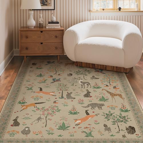 BESBLEE 5X7 Area Rug for Bedroom, Washable Animal Non Slip - Image 2