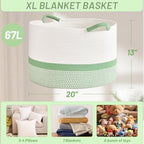 67L Large Blanket Basket, Woven Baskets - Image 6