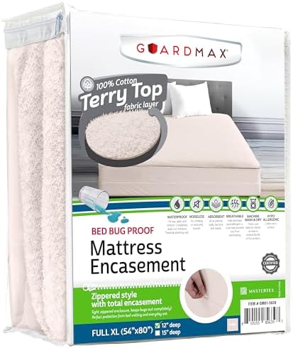 Guardmax Full XL Mattress Encasement Zippered, 100% Waterproof Mattress by Guardmax