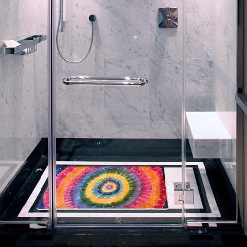 Bathtub Mat Non Slip 26.8x15.1 Inch, Tie Dye Spiral Shower Mat - Image 6
