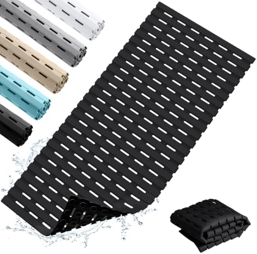 OTHWAY Non Slip Bathtub Mat, Soft TPE Black Shower Mat by OTHWAY