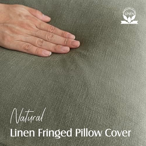Foindtower Decorative Linen Fringe Lumbar Throw Pillow Covers Cozy Boho - Image 2