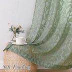 Lecloud Leia Sage Green Sheer Curtains 108 Inches Long 2 Panels, Airy Jacquard - Image 5