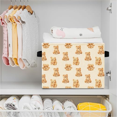 Bear Nursery Storage Bins, Cute Brown Bears Collapsible Storage Basket Organizer - Image 4