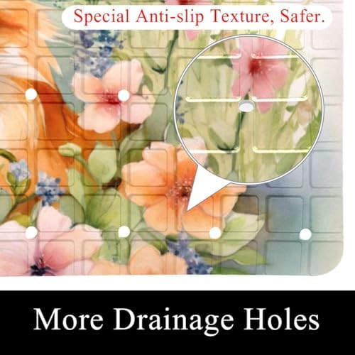 Shower Mat Non Slip 26.8 x 15.1 Inches, Fox Flower Bathtub Mat Shower Stall Mats - Image 2