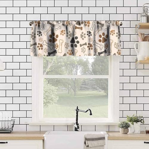 Dog Paw Print Valance Kids Curtains, Cute Animal Light Brown Rod Pocket Small - Image 4