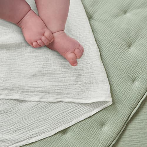 Levtex Baby - Cloud Muslin Crib Bed Set - Baby Nursery Set - Sage and White - Image 6