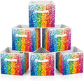 Chunful 6 Pcs 11" Fabric Cube Storage Bin Rainbow Multicolor Dots by Chunful