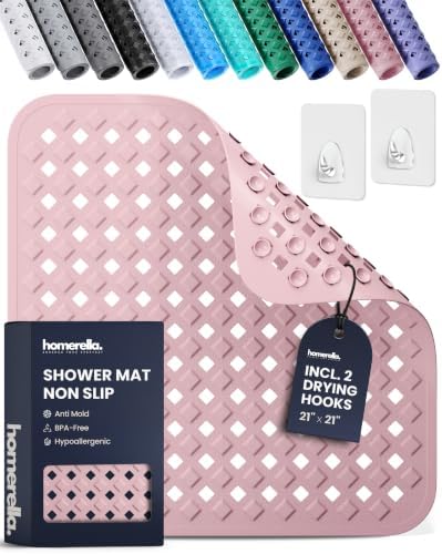 homerella Square Shower Mat Non Slip Anti Mold 21x21 Anti Slip Shower Mat by Homerella