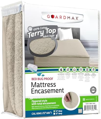 Guardmax California King Mattress Encasement Zippered, 100% Waterproof Mattress by Guardmax