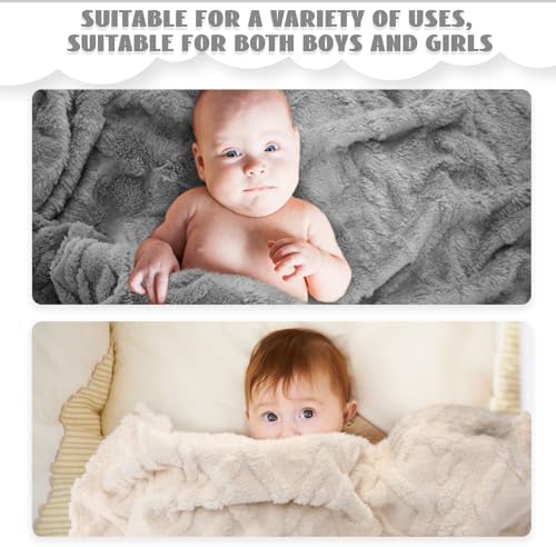 VitalCozy 4 Pcs Fleece Baby Blankets 3D Plush Soft Newborn - Image 4