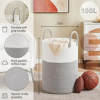 Artfeel Laundry Basket, Woven Cotton Rope Laundry Hamper, 100L - Image 6