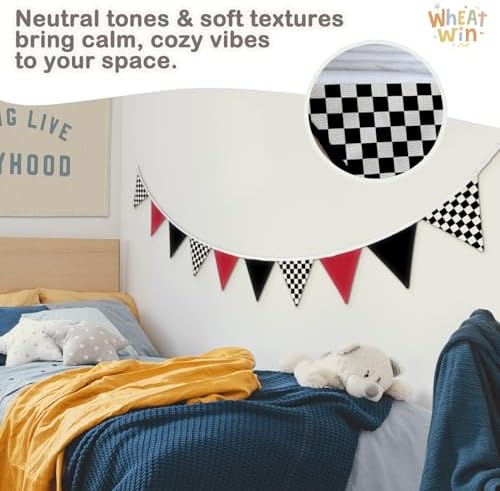 Boys Room Checkered Flag Banner 5.5Ft, Cars Room Decor - Image 3