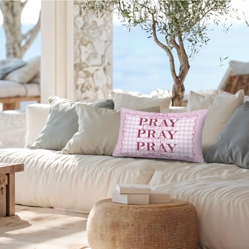 Coquette Pink Bow Christian 12x20 Pillow Cover, Preppy Girly Bible Prayer - Image 7
