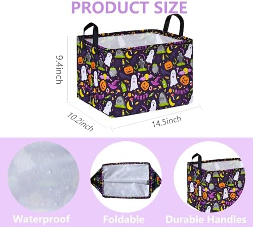 Rec Halloween Ghost Storage Basket Box Hamper Collapsible Organizer Bin Gift - Image 2