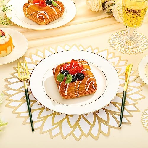 Geosar 200 Pcs Gold Round Disposable Paper Placemats Set 13 Inch - Image 2