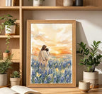 Framed Jesus Canvas Wall Art Jesus Holding Child In The Flower Patch Wall Decor - Image 2