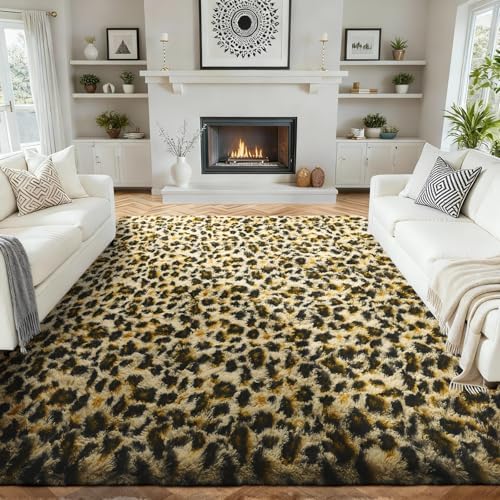 Ophanie 6x9 Leopard Rugs for Bedroom Living Room, Cheetah Print Rug Fluffy Shag by Ophanie