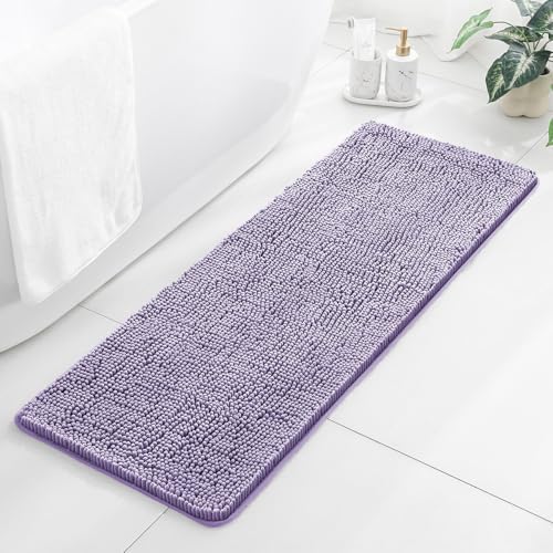 Chenille Bathroom Runner Rug 17"x47" Lavender, Plush Bath Mat by Kildoss