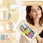Chenille Letter Clear Makeup Bags Glam Pouch, Preppy Patch Makeup Bag - Image 3