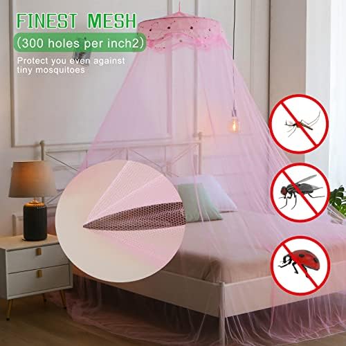 Mosquito Net Bed Canopy for Girls Pink Bed Curtains Tent Twin Queen Size - Image 4