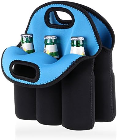 Hipiwe 6 Slot Beer Bottles Can Carrier Tote Insulated Neoprene Cooler Bag by Hipiwe