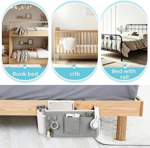 Bedside Caddy, Bedside Storage Bag Hanging Organizer - Image 5