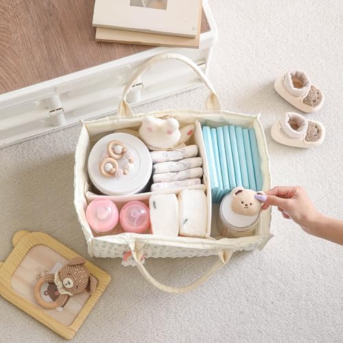 Diaper Caddy Organizer, Cute Floral Nursery Storage Basket, Soft Portable - Image 4