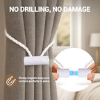 Hion Magnetic Curtain Tiebacks White 2pcs, Curtain Holdbacks Hooks Holders - Image 6