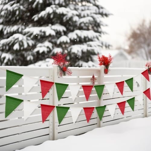 G2PLUS Christmas Pennant Banner Flag Bunting Garland Red Green White 36PCS - Image 6