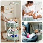 Honeydak 2in1 Baby Diaper Caddy Organizer Cart Bedside Rolling Cart - Image 4
