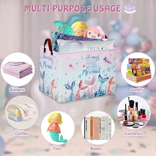 Mermaid Nursery Decor Hamper Pink Laundry Hamper Ocean Fish Animal Baby Girl - Image 5