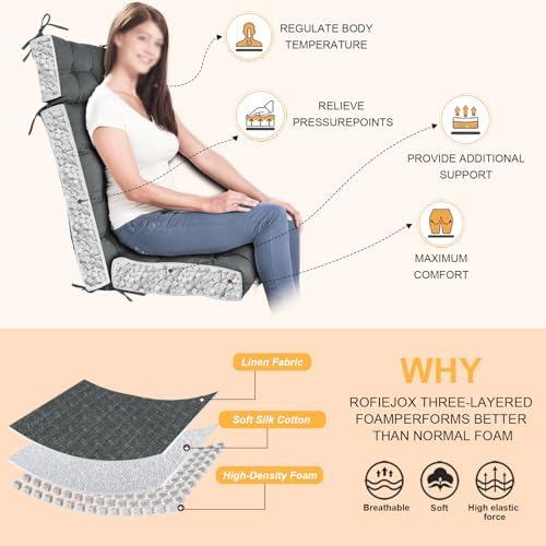 Rocking Chair Cushions Indoor High Back Set - Image 3