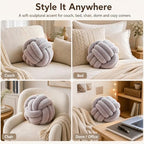 Petrella Light Gray Knot Pillow Ball, 11 Inch Round Decorative Throw Pillow - Image 3