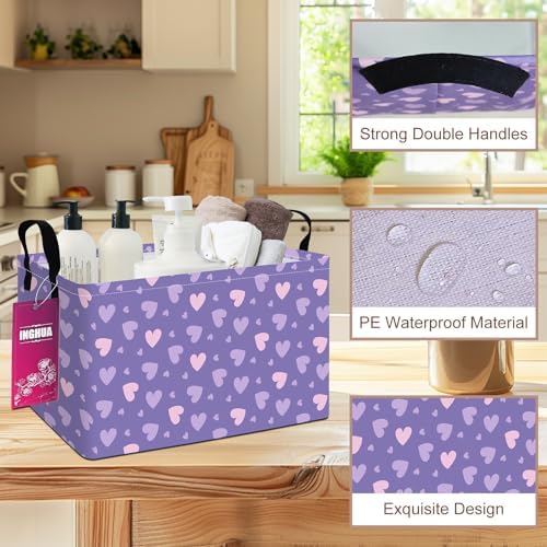 Rectangular Purple hearts Storage Basket - Image 6