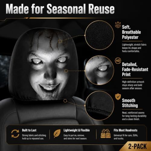 2PCS Ghost Face Headrest Covers – Scary Headrest Covers - Image 3